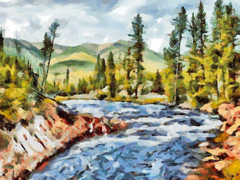 Great Yellowstone NP 10 Black Ornate Wood Framed Art Print with Double Matting by Medeiros, Celito