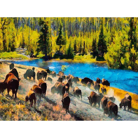 Great Yellowstone NP 16 Gold Ornate Wood Framed Art Print with Double Matting by Medeiros, Celito