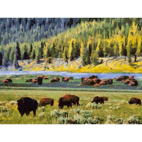 Great Yellowstone NP 17 Gold Ornate Wood Framed Art Print with Double Matting by Medeiros, Celito