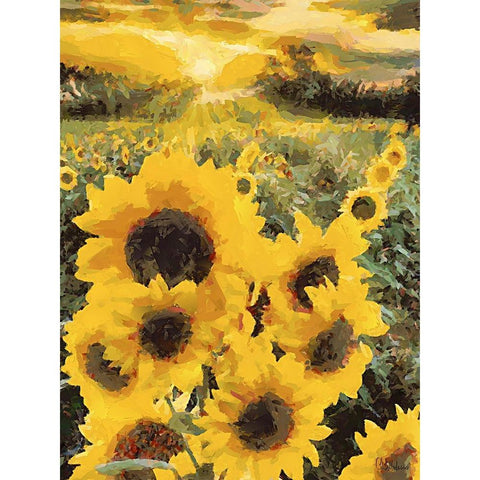 Sunflowers Collection IV Gold Ornate Wood Framed Art Print with Double Matting by Medeiros, Celito