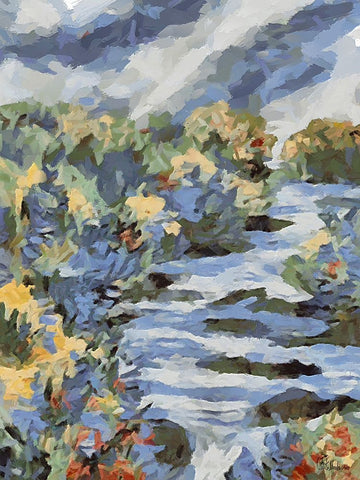 Landscapes in Monet Style IV White Modern Wood Framed Art Print with Double Matting by Medeiros, Celito