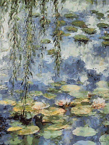 Landscapes in Monet Style VI White Modern Wood Framed Art Print with Double Matting by Medeiros, Celito