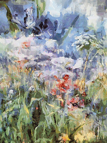 Landscapes in Monet Style VIII White Modern Wood Framed Art Print with Double Matting by Medeiros, Celito