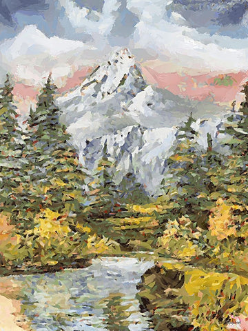 Landscapes in Monet Style IX White Modern Wood Framed Art Print with Double Matting by Medeiros, Celito