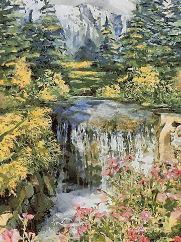 Landscapes in Monet Style X White Modern Wood Framed Art Print with Double Matting by Medeiros, Celito