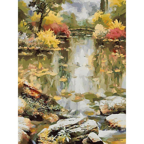 Landscapes in Monet Style XI Black Modern Wood Framed Art Print with Double Matting by Medeiros, Celito
