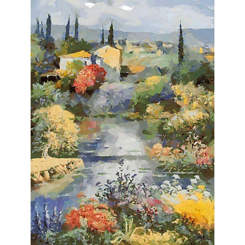 Landscapes in Monet Style XII Black Modern Wood Framed Art Print with Double Matting by Medeiros, Celito