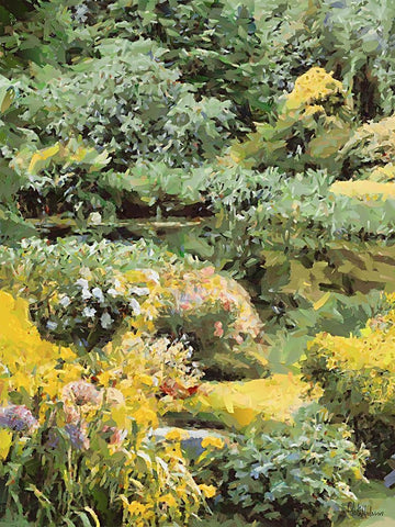 Landscapes in Monet Style XVIII White Modern Wood Framed Art Print with Double Matting by Medeiros, Celito