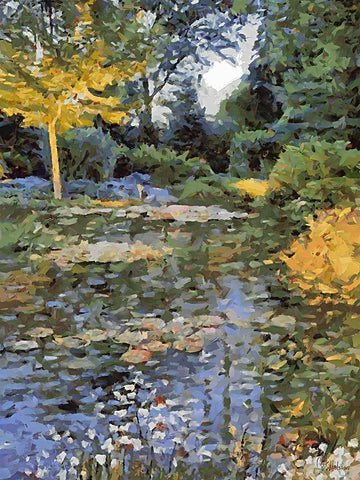 Landscapes in Monet Style XX White Modern Wood Framed Art Print with Double Matting by Medeiros, Celito