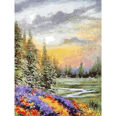 Landscapes in Monet Style XXXI Gold Ornate Wood Framed Art Print with Double Matting by Medeiros, Celito