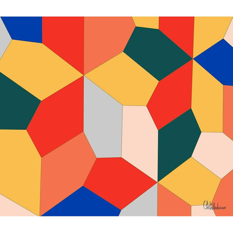 A Game with Abstract Shapes XXXVII Black Modern Wood Framed Art Print with Double Matting by Medeiros, Celito