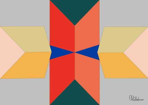 A Game with Abstract Shapes XXXVIII White Modern Wood Framed Art Print with Double Matting by Medeiros, Celito
