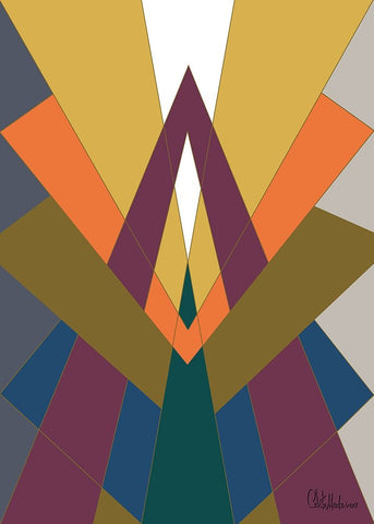 A Game with Abstract Shapes XLIII White Modern Wood Framed Art Print with Double Matting by Medeiros, Celito