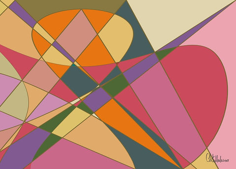 A Game with Abstract Shapes LI White Modern Wood Framed Art Print with Double Matting by Medeiros, Celito