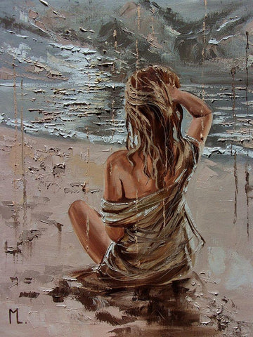 Lonely Time Black Ornate Wood Framed Art Print with Double Matting by Luniak, Monika
