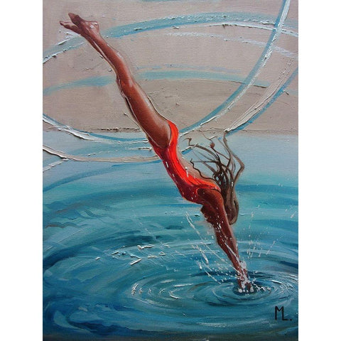 Jump White Modern Wood Framed Art Print by Luniak, Monika