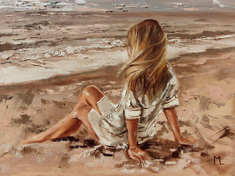 My Place by the Sea White Modern Wood Framed Art Print with Double Matting by Luniak, Monika