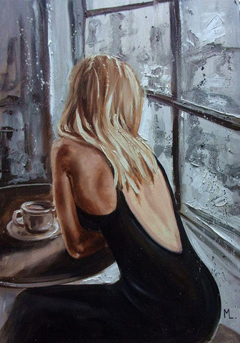 Little Black White Modern Wood Framed Art Print with Double Matting by Luniak, Monika