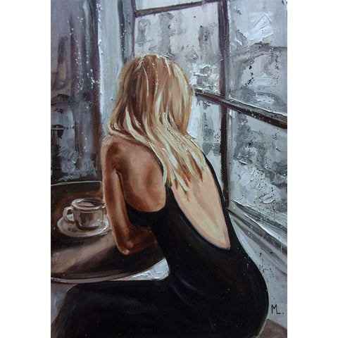 Little Black Black Modern Wood Framed Art Print by Luniak, Monika