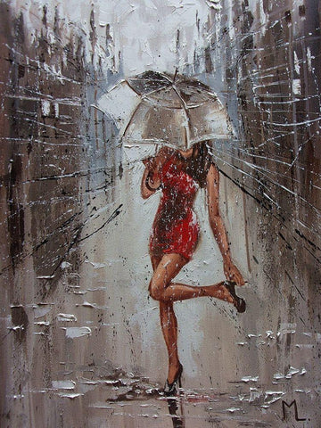 Rain Street Spring Black Ornate Wood Framed Art Print with Double Matting by Luniak, Monika