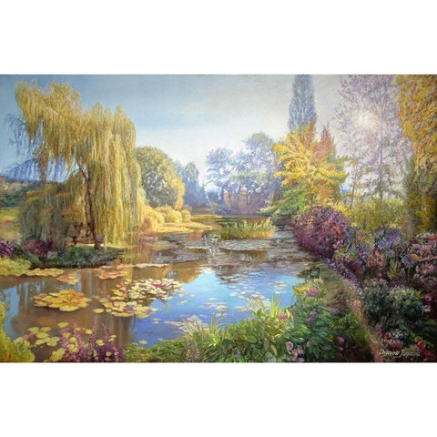 A Garden Monet Style I White Modern Wood Framed Art Print by Kopania, Zbigniew