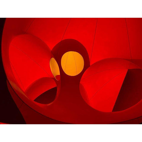 Red Curves I Black Modern Wood Framed Art Print with Double Matting by Grayscale
