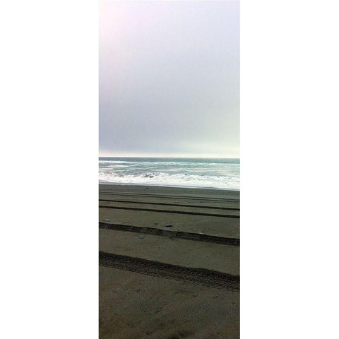 Beach Tracks II Black Modern Wood Framed Art Print with Double Matting by Grayscale