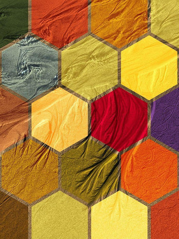 Hexagon Textures III White Modern Wood Framed Art Print with Double Matting by Grayscale