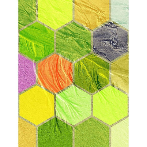 Hexagon Textures V White Modern Wood Framed Art Print by Grayscale