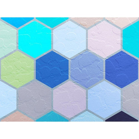 Hexagon Textures VII Gold Ornate Wood Framed Art Print with Double Matting by Grayscale