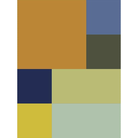 Bright Blocks XVIII Gold Ornate Wood Framed Art Print with Double Matting by Grayscale