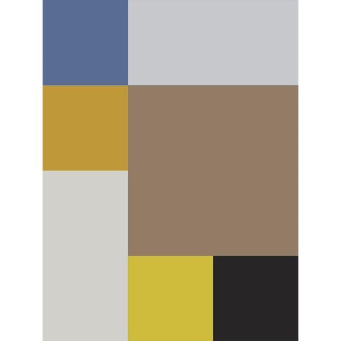 Bright Blocks XIX Black Modern Wood Framed Art Print with Double Matting by Grayscale