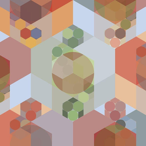 Nested Hexagons I White Modern Wood Framed Art Print with Double Matting by Grayscale
