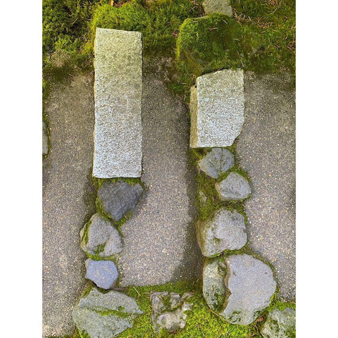 Stone Stripe VI Black Modern Wood Framed Art Print with Double Matting by Grayscale