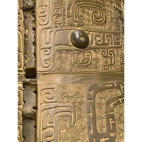 Metal Casting I Gold Ornate Wood Framed Art Print with Double Matting by Grayscale