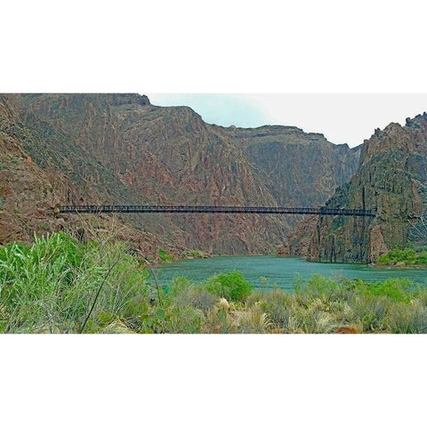 Grand Canyon 6: Black Bridge White Modern Wood Framed Art Print by Popcorn