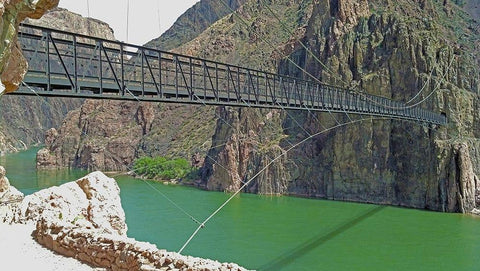 Grand Canyon 8: Black Bridge II White Modern Wood Framed Art Print with Double Matting by Popcorn