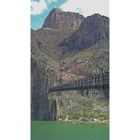 Grand Canyon 9: Black Bridge III White Modern Wood Framed Art Print by Popcorn