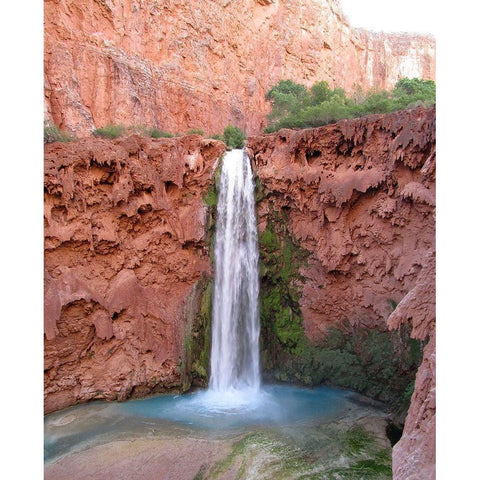 Havasu Falls: Mooney Falls White Modern Wood Framed Art Print by Popcorn