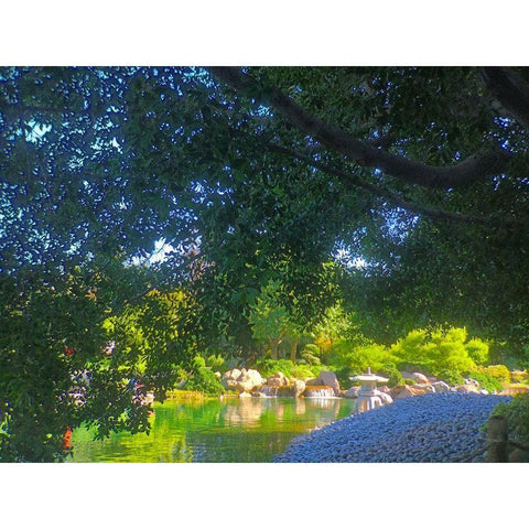 Japanese Friendship Garden III White Modern Wood Framed Art Print by Tenoever, William