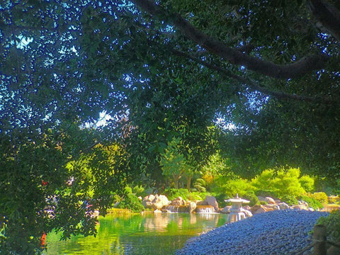 Japanese Friendship Garden III White Modern Wood Framed Art Print with Double Matting by Tenoever, William