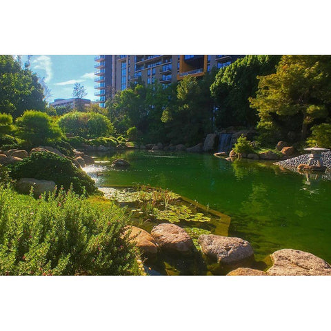 Japanese Friendship Garden IV White Modern Wood Framed Art Print by Tenoever, William