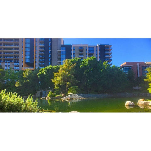 Japanese Friendship Garden V Black Modern Wood Framed Art Print with Double Matting by Tenoever, William