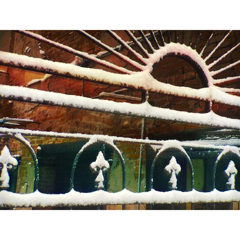 Bartlett Hotel: Iron work II Black Modern Wood Framed Art Print by Popcorn
