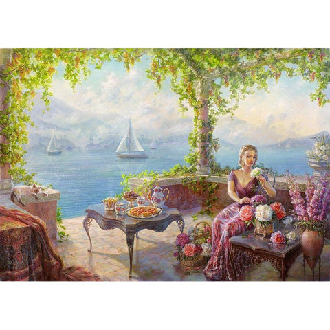 In the arbor Gold Ornate Wood Framed Art Print with Double Matting by Dandorf, Olga