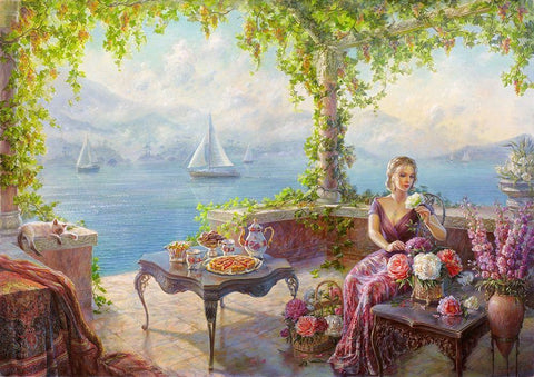 In the arbor Black Ornate Wood Framed Art Print with Double Matting by Dandorf, Olga