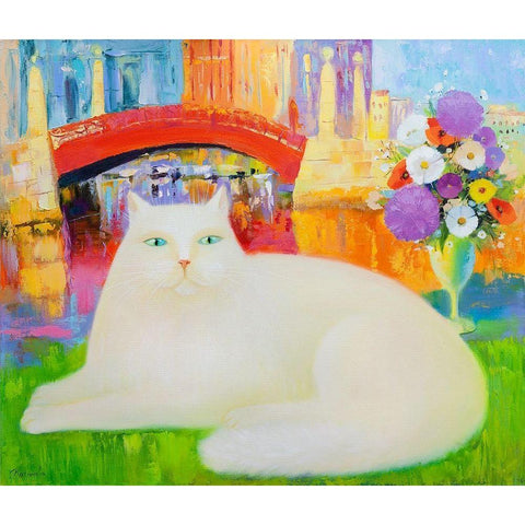 Summer day White Modern Wood Framed Art Print by Kotinova, Galina