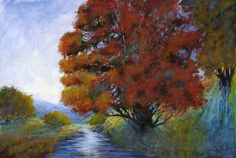 Faraway Brook I White Modern Wood Framed Art Print with Double Matting by Tienhaara, Michael