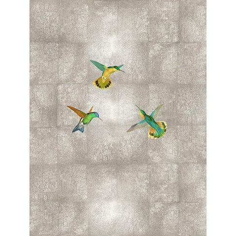 Hummingbirds I Gold Ornate Wood Framed Art Print with Double Matting by Blake, Madeline