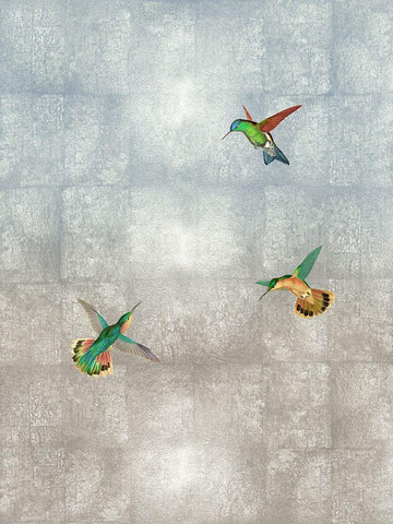 Hummingbirds II White Modern Wood Framed Art Print with Double Matting by Blake, Madeline